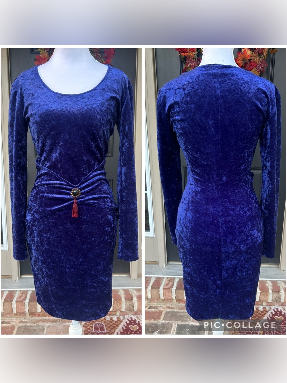 Vintage 90s All That Jazz indigo stretch velveteen bodycon dress whimsygoth XS